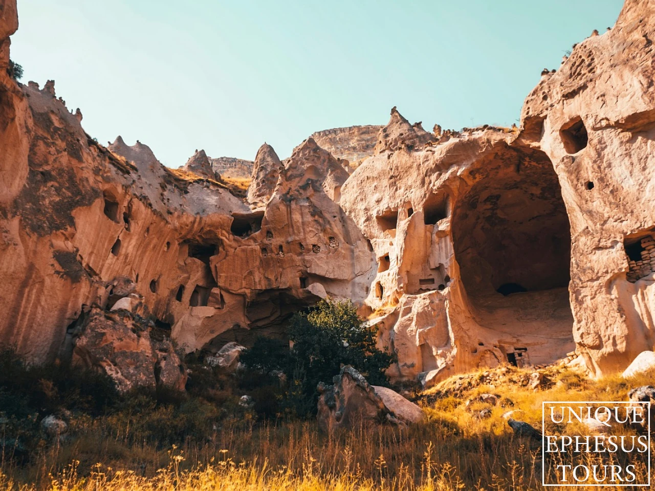 ancient-cave-dwellings-rock-cut-architecture-cappadocia-historic-site-turkey