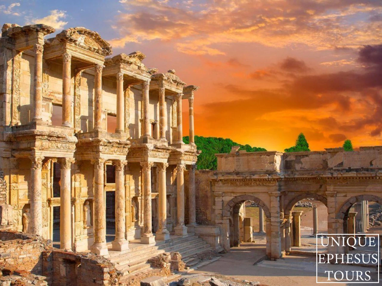 library-of-celsus-ephesus-at-sunset-roman-architecture-ancient-landmark-selcuk-turkey